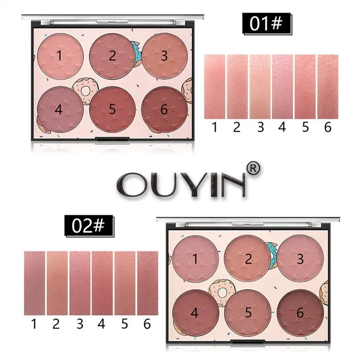 OUYIN Six-color Blush Blush Natural Lasting Firming Skin Rouge Blush Palette